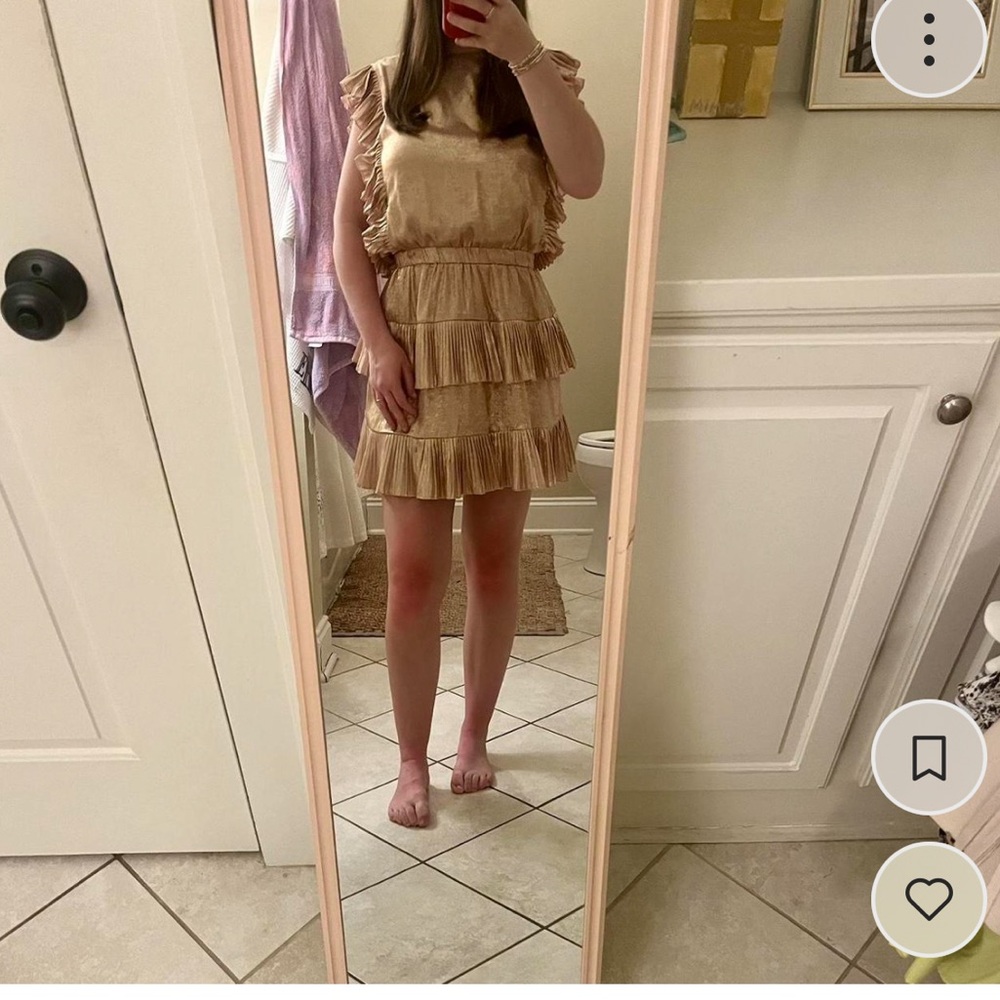 fab'rik Beige Ruffled Mini Dress